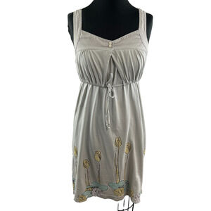 Y2K 90's DRIFTER Gray Yellow Floral Flowers Drawstring Unique Dress Size S Small